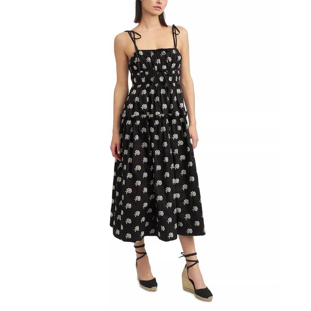 NEW EN SAISON floral embroidery dress in black